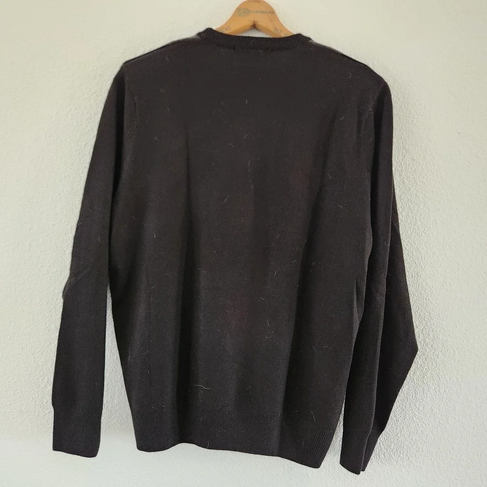 Geoffrey Beene Mens Sweater Black V-Neck Pullover‎ Knit Acrylic Large